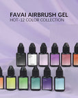 FAVAI HOT 12-Color Airbrush Gel Starter Kit with Cordless Airbrush Compressor – Combo for Beginner Airbrush Gel 12x10ml
