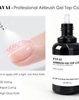 FAVAI Airbrush Gel Top Coat, 30ml Glassy Clear Airbrush Gel Top Coat Nail Polish, TPO Free Long Lasting No Wipe Top, Need U V/LED Lamp for Home DIY, 30ML