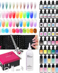 FAVAI Aerógrafo COMBO de Lujo | 48 Colores + Mini Compresor de Aerógrafo + 32 Hojas de Esténcil para Arte de Uñas + Limpiador de Aerógrafo