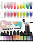 FAVAI HOT 12-Color Airbrush Gel Starter Kit with Cordless Airbrush Compressor – Combo for Beginner Airbrush Gel 12x10ml