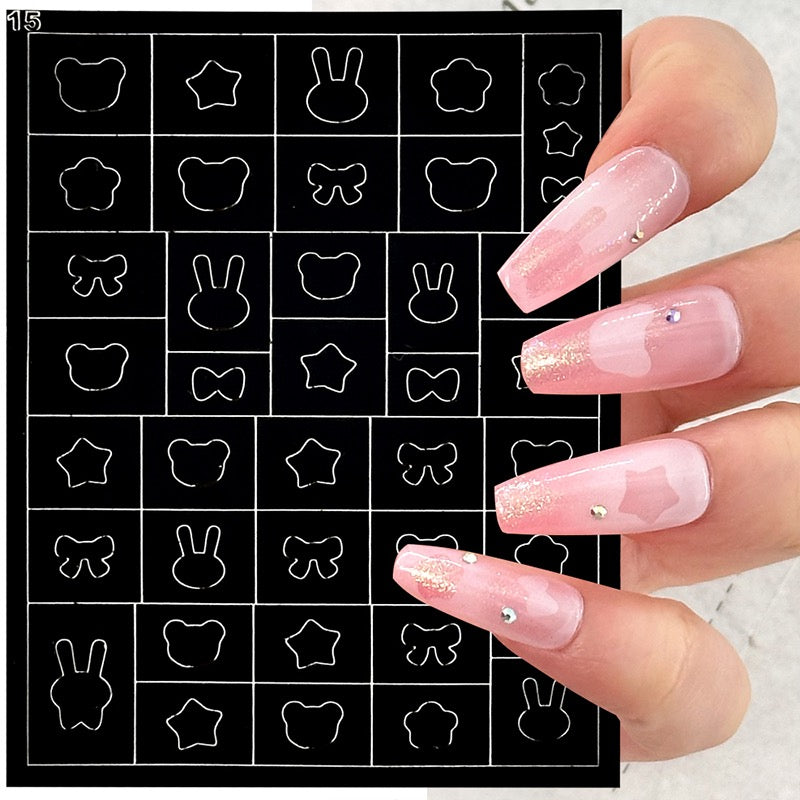 1 Sheet Airbrush French Nail Art Stencil  / 1 PC