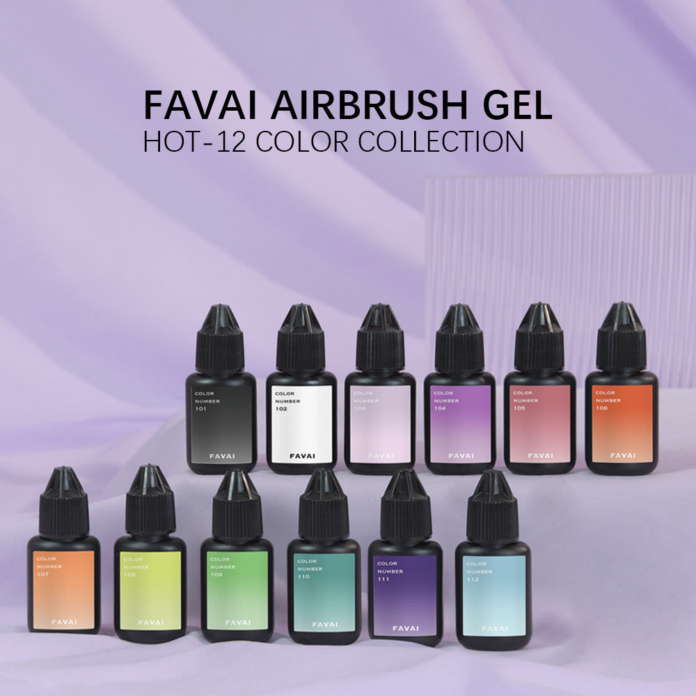 FAVAI HOT 12-Farben Airbrush-Gel-Set mit kabelloser Airbrush-Kompressor – Komplettset für Anfänger, Airbrush-Gel 12×10 ml