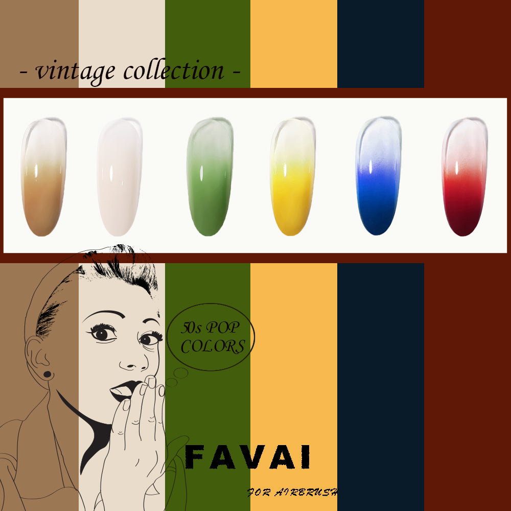 FAVAI 6 Colors Airbrush Gel Nail Polish Set - Vintage Collection (#V) 6*15ml