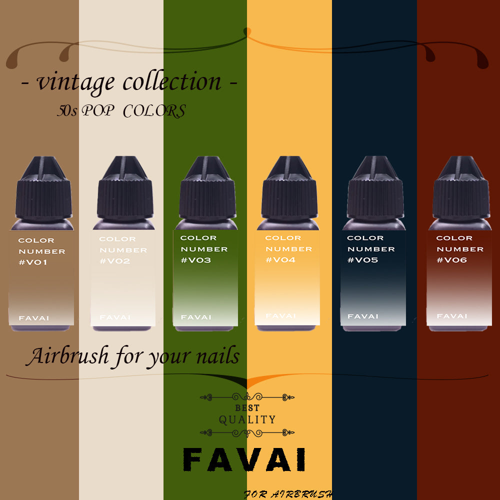 FAVAI 6 Colors Airbrush Gel Nail Polish Set - Vintage Collection (#V) 6*15ml