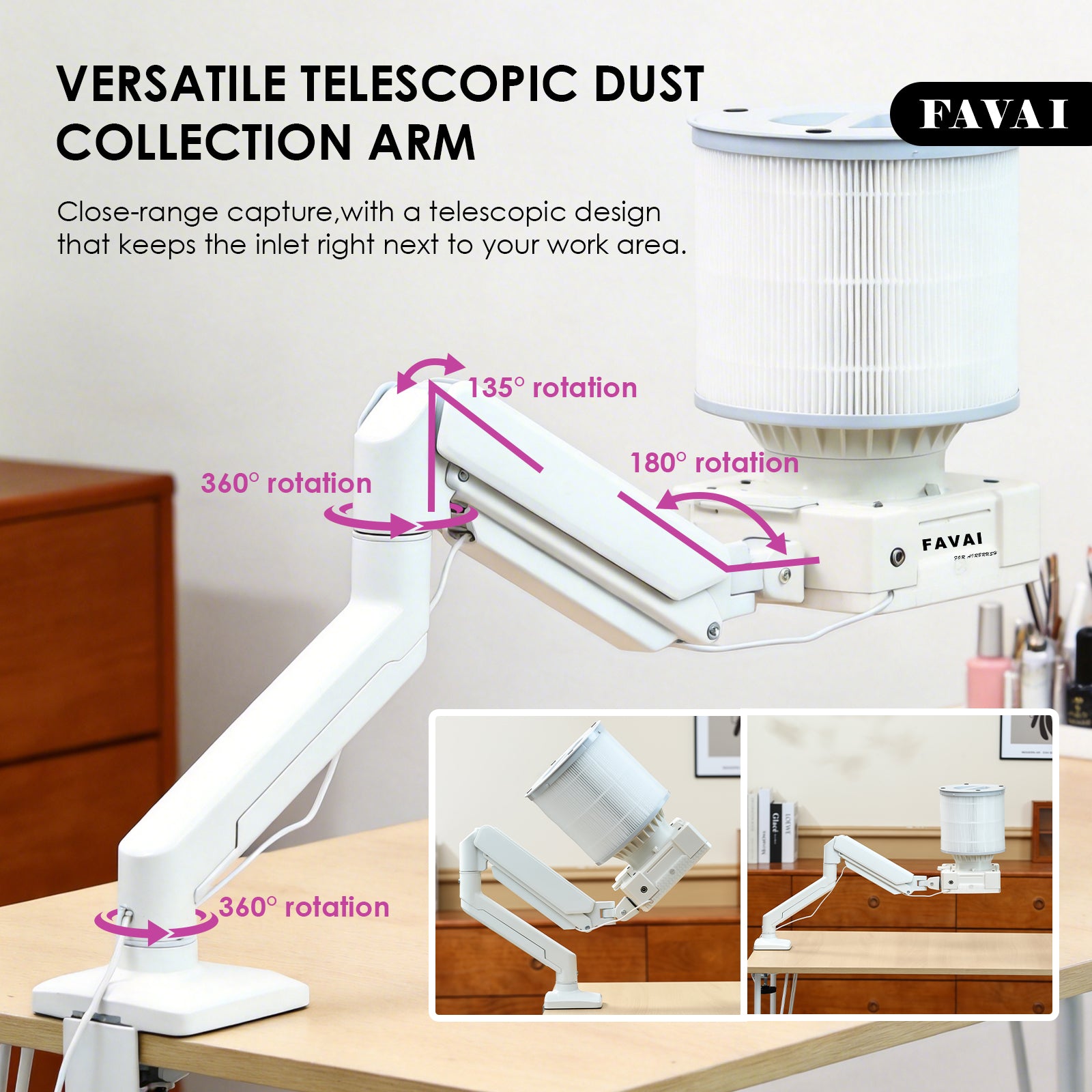 FAVAI Airbrush Dust Collector | Professional Nail Dust Extractor