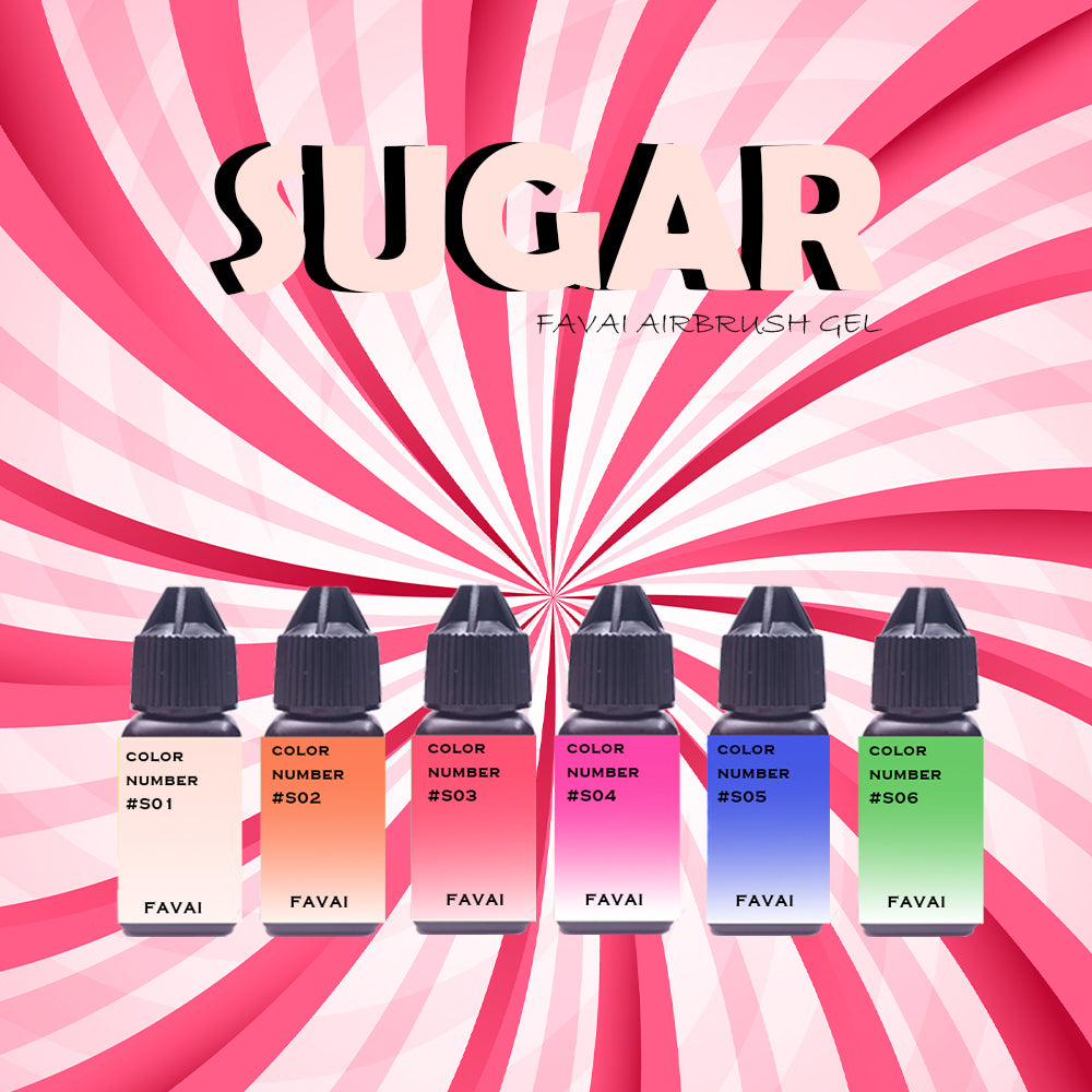 FAVAI 6 Colors Airbrush Gel Nail Polish Set - Sugar Collection (#S) 6*15ml