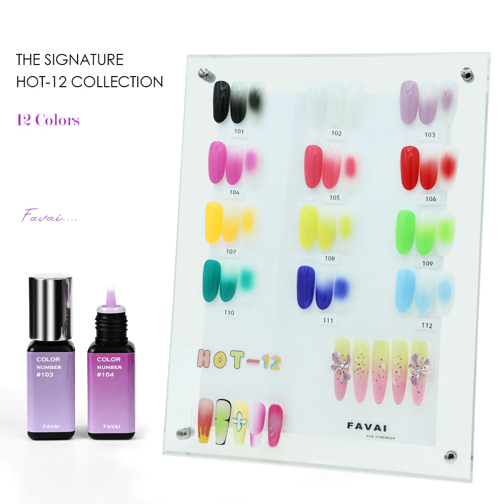 FAVAI La Collection Signature HOT-12 Vernis à Ongles en Gel Aérographe Ensemble de Gel d'Air 12*15ml
