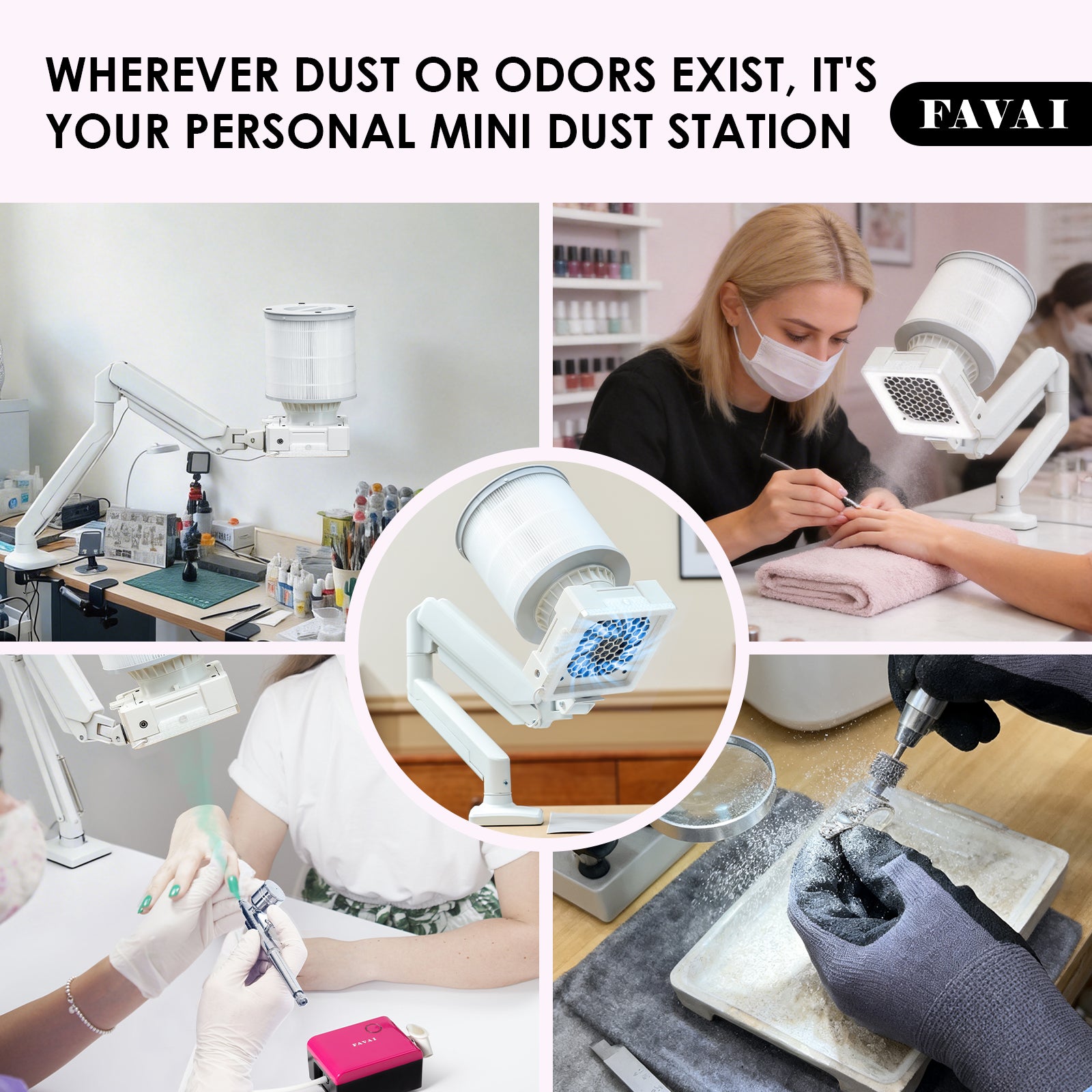 FAVAI Airbrush Dust Collector | Professional Nail Dust Extractor