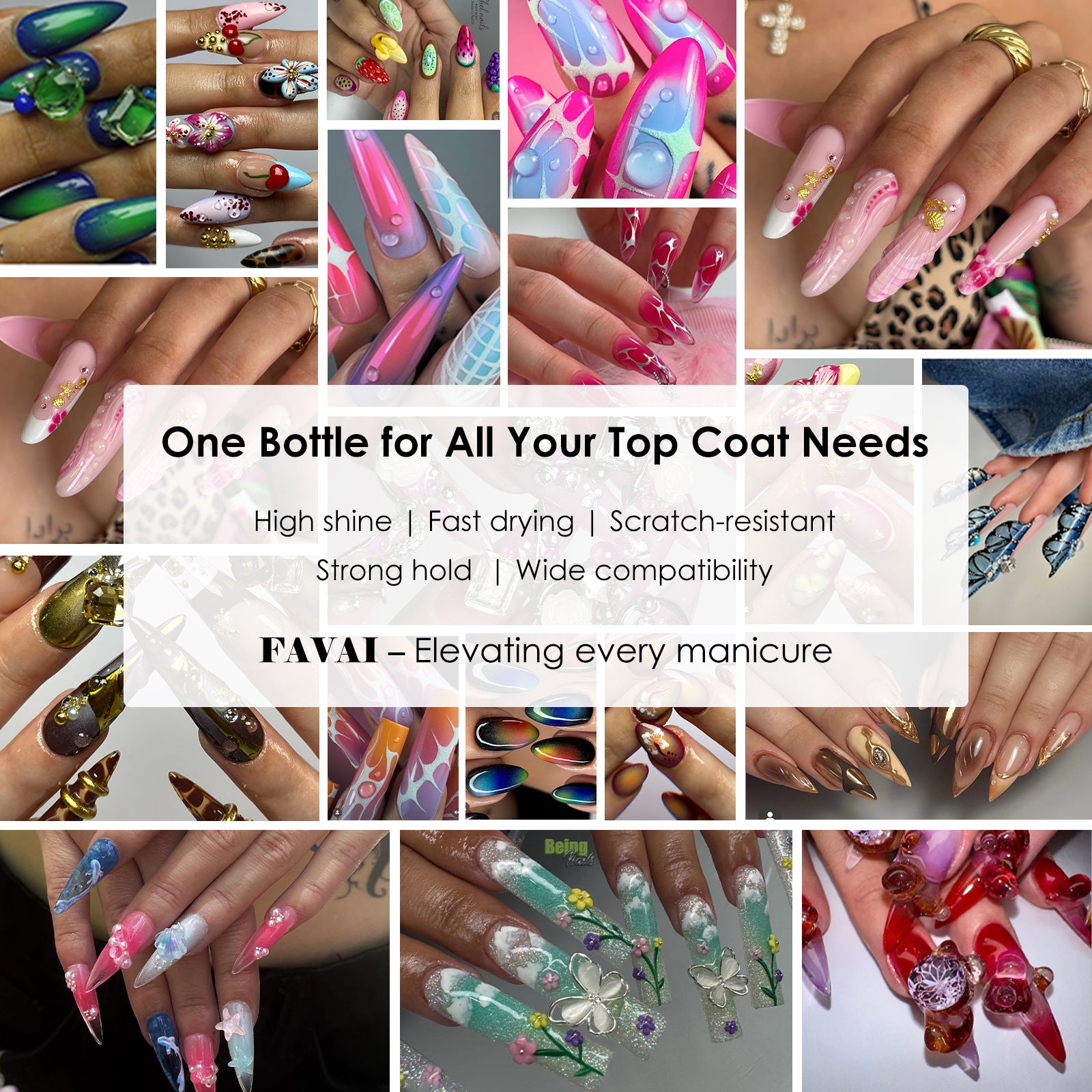 FAVAI Airbrush Gel Top Coat, 30ml Glassy Clear Airbrush Gel Top Coat Nail Polish, TPO Free Long Lasting No Wipe Top, Need U V/LED Lamp for Home DIY, 30ML
