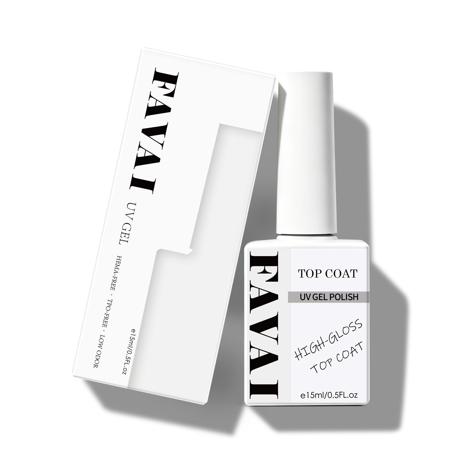 FAVAI Clear High Gloss UV Gel Top Coat – 15ml / 0.5oz (Brush Application)